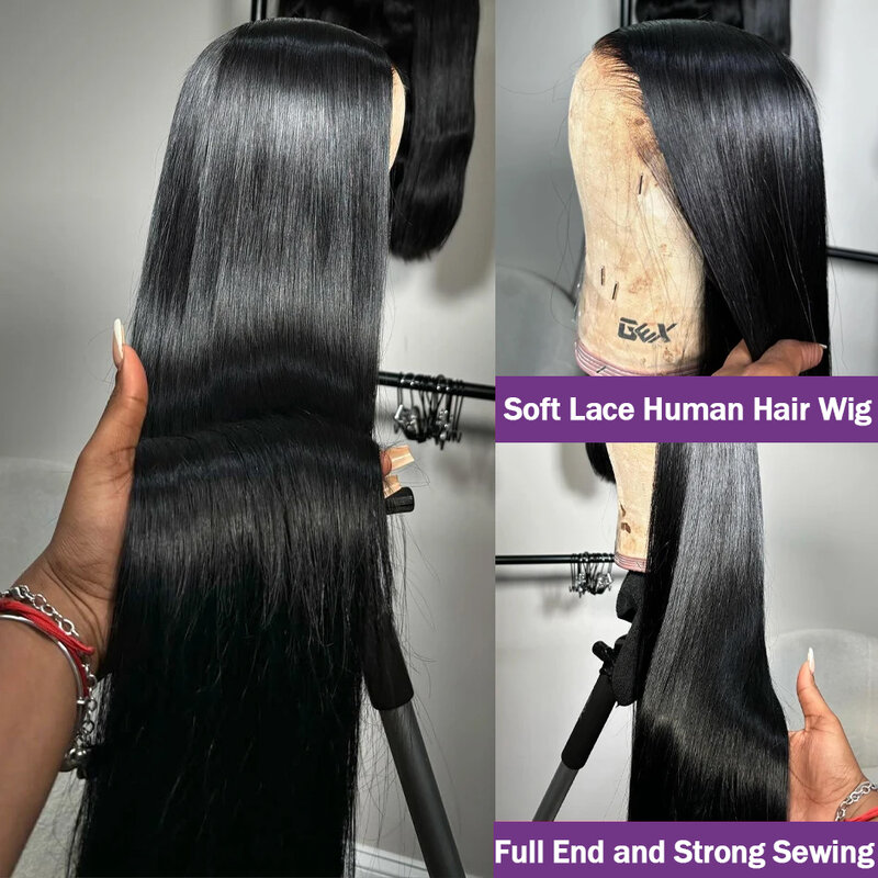 13x4 13x6 HD prosta koronkowa peruka z ludzkich włosów brazylijskie Remy wstępnie oskubane przezroczyste proste włosy ludzkie z kości dla kobiet
