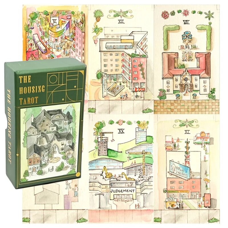 Das Gehäuse Tarot Deck 12*7cm 78 Stück tägliche Tarot karten auf 350g/m² Karton in starrer Schachtel mit grün vergoldeten Kanten verpackt