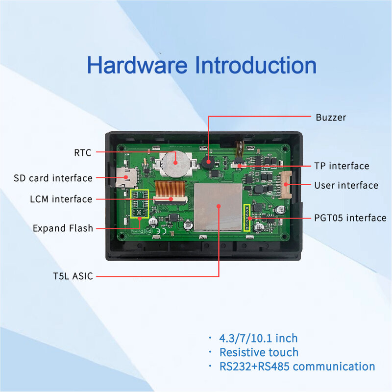 DWIN 4.3/7.0/10.1 DGUS2 Commercial Grade  HMI LCD Display Resistive Touch Screen With Shell Connect With PLC/Arduino/STM32