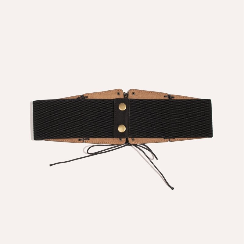 Corsé de tela de suedepara mujer, cinturón de cintura Vintage Medieval, cinturón de Waspie atado con cordones