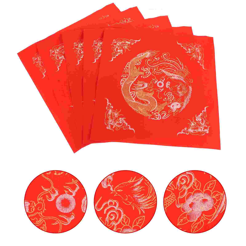 กระดาษสีแดงตัวอักษรกระดาษเปล่ากระดาษ Xuan กระดาษสีแดงสำหรับตกแต่งงานเลี้ยงปีใหม่ชาวจีนแบบ DIY