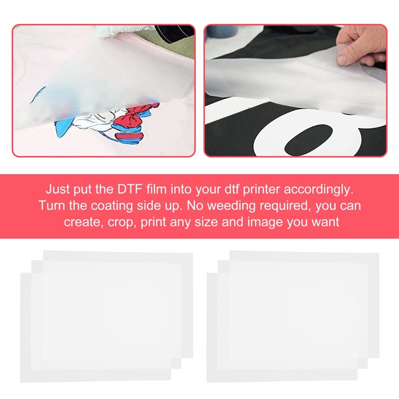 NEW-DTF transfer folie 100 Sheets-A4 Haustier Wärme übertragungs papier für DIY direkt auf T-Shirts. Socken, Taschen, 8,3 Zoll x 11,7 Zoll
