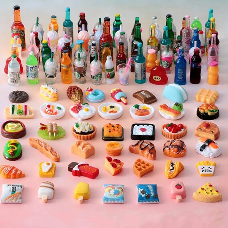 Casa de muñecas en miniatura, Mini pastel de aperitivos de comida de supermercado, bebida de vino para Barbies Blyth, accesorios de cocina BJD, 1:12, novedad