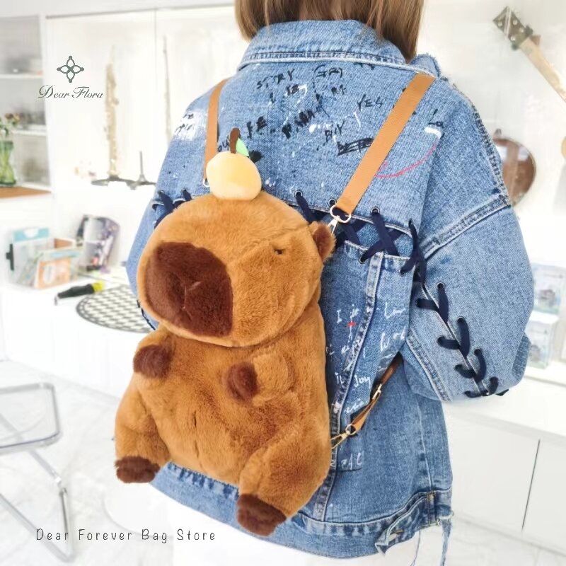 Śliczna kapibara pluszowy plecak lalka Kawaii torba z futerka kreskówkowa torba na ramię zabawna dziecięca Mini torba plecakowa dziewczęca torba Crossbody Anime