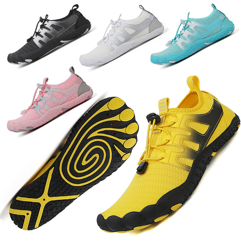 Sapatos de água antiderrapantes respiráveis para homens e mulheres, sapatos de praia de secagem rápida, botas de natação, sandálias, 2024