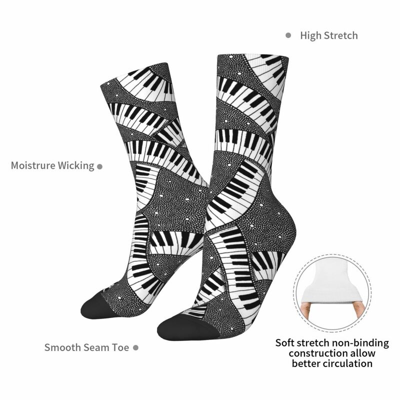 Pianist Piano Socks Harajuku High Quality Stockings All Season Long Socks Accessories for Man's Woman's Birthday Present