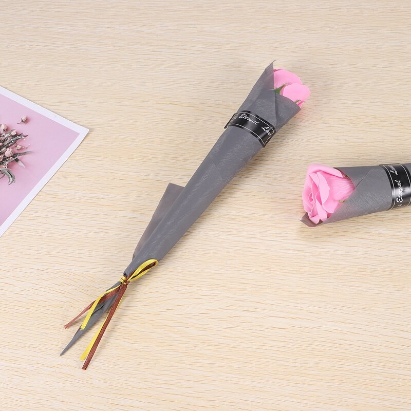 10Pcs Single Rose Simulation Korean Rose Soap Flower Valentine's Day Gift Soap Roses Single Artificial Soap Flower