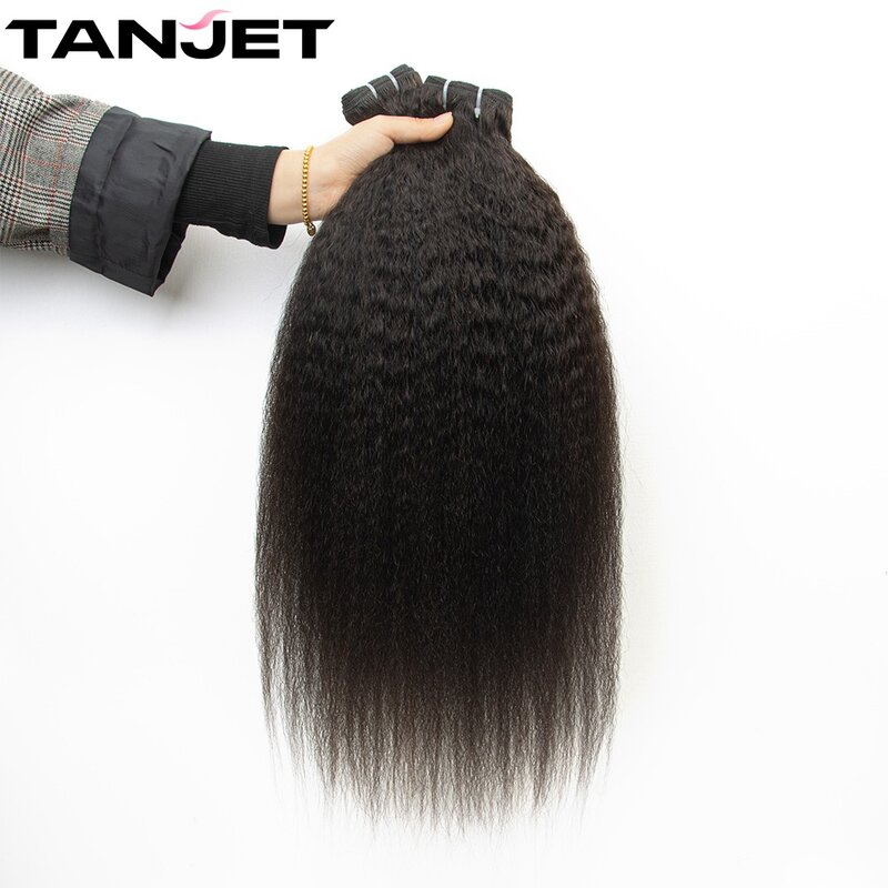 Afro perwersyjne proste włosy ludzkie dla czarnych kobiet brazylijski doczepy z włosów typu Remy naturalny wątek pasma prostych włosów Yaki