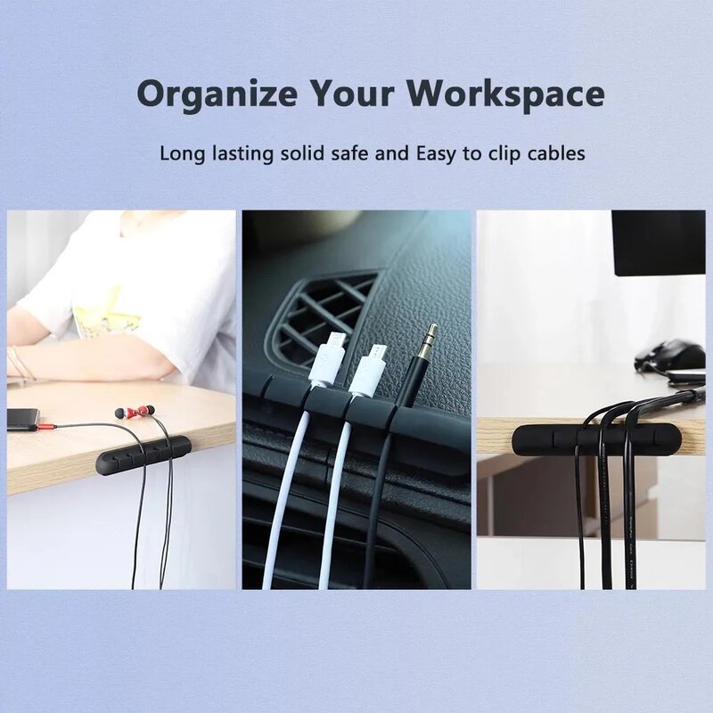 Cable Organizer USB Cable Wire Holder Mouse Headphone Earphone Charger Cord Protector Desk Winder Clip Cable Management