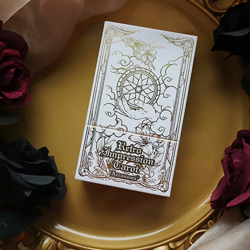 Oryginalne karty tarota brązujące z prawdziwym wrażeniem Retro podwójne miedziane papierowe w stylu Casual, imprezowa karta kolekcjonerska dekoracja stołu prezent