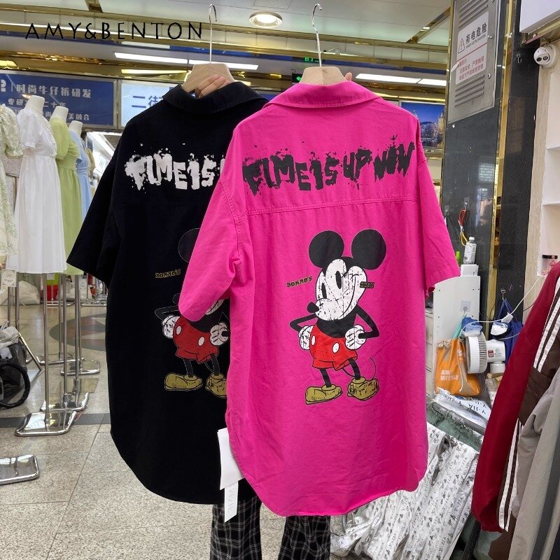 Potdemiel Fashion Cool Denim Shirt Dames Nieuwe Losse Bf Jas Dun Design Hong Kong Stijl Vest Met Korte Mouwen Jaqueta Feminina