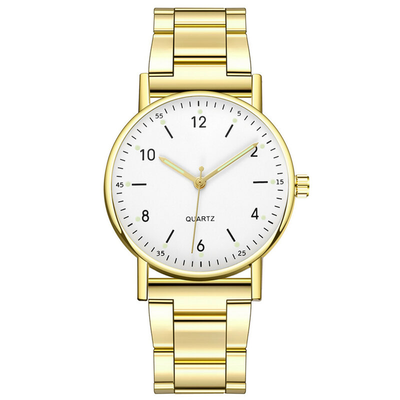 Reloj de cuarzo de alta gama para mujer, pulsera de ocio con banda de esfera de acero inoxidable, escala luminosa y manos, reloj para mujer