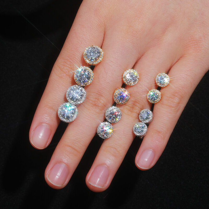 Classic Round 2CT Diamond Test superato orecchino Moissanite per gioielli da donna orecchini in argento Sterling 925 moda regalo di fidanzamento