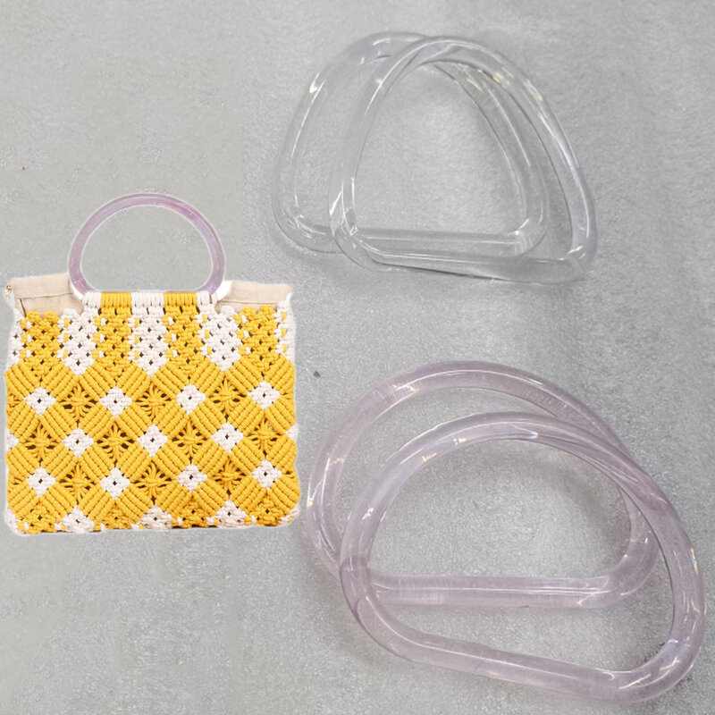 1pc Transparent D-shaped Bag Handles Plastic Replacement DIY Handbag Purse Making Shopping Tote Bag Parts Accessories