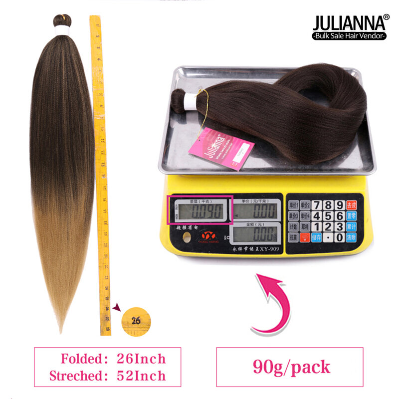 Julianna-100% Kanekalon, extensión de cabello trenzado preestirado, Ombre, 26 pulgadas, expresión sintética Ez, venta al por mayor