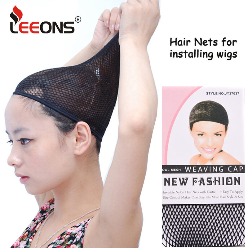 1 Pack Elastic Wig Cap For Wigs Nylon Fishnet Hair Net Open Ended Black Color Mesh Weaving Net Wig Cap High Quality For Women