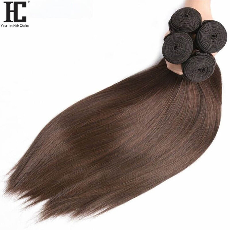 #4 prosto wiązki ludzkie włosy splot wiązki ciemny brąz brazylijskie kosmyki przedłużanie 1/3/4 sztuk 100% doczepy z włosów typu Remy 8-40 Cal