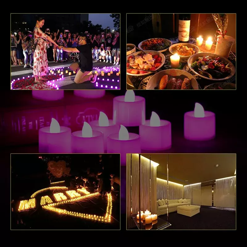 Flameless LED Candles Lights, alimentado por bateria, Tealight, chá romântico, festa de aniversário, decorações de casamento, 12 pcs, 24 pcs, 48pcs