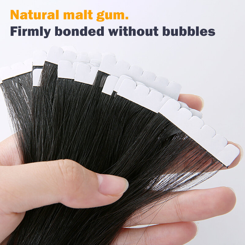 JENSFN-Mini cinta en extensiones de cabello 100% Remy, cabello humano Natural de 16 "-26" pulgadas, cinta de trama de piel de PU recta sin costuras para salón