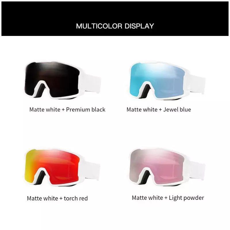 UV400 Anti-fog Double Layers Ski Goggles Big Lens Ski Glasses Mask Skiing Snow Snowboard Eyewear Mirror Goggles for Men Women