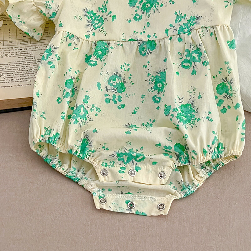 2024 New Summer 0-24M Baby Girl Clothing Newborn Baby Girl Romper Short Sleeved Cotton Floral Print Toddler Baby Girls Jumpsuit
