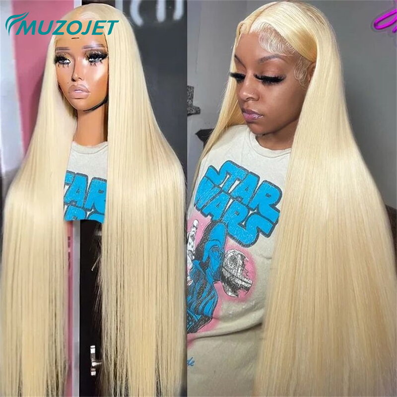 30 34 Inch 613 Honey Blonde 13x6 Lace Front Human Hair Wig Color Straight 180 Density HD Transparent Frontal Wig For Black Women