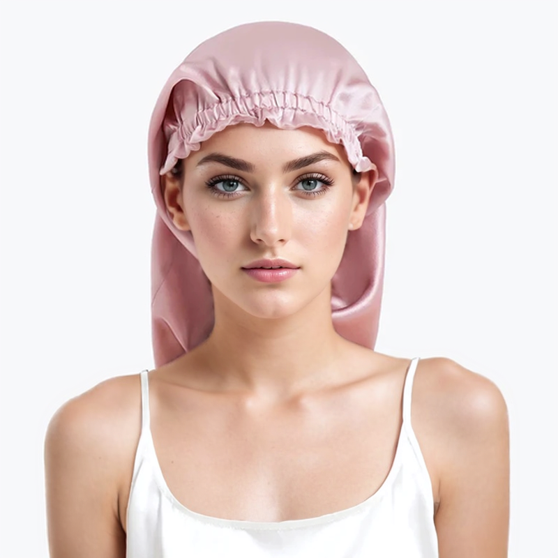 100% jedwab długi przywieszka do włosów czepek dla kobiet czapka do spania na noc na długie kręcone włosy z dredami