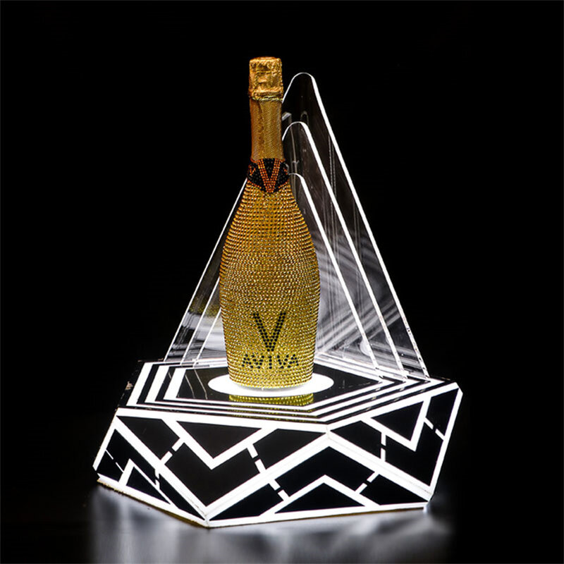 Acrylic Led Glorifier Display Vip Wine Bottle Presenter Glowing Champagne Cocktail Drinkware Stand For Bar Nightclub Party Decor
