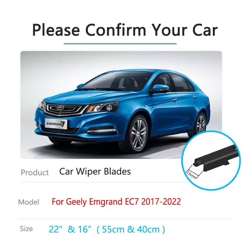 Untuk Geely Emgrand EC7 2017 2018 2019 2020 2021 2022 kaca depan mobil bilah Wiper kaca depan Aksesori karet 22 "16"