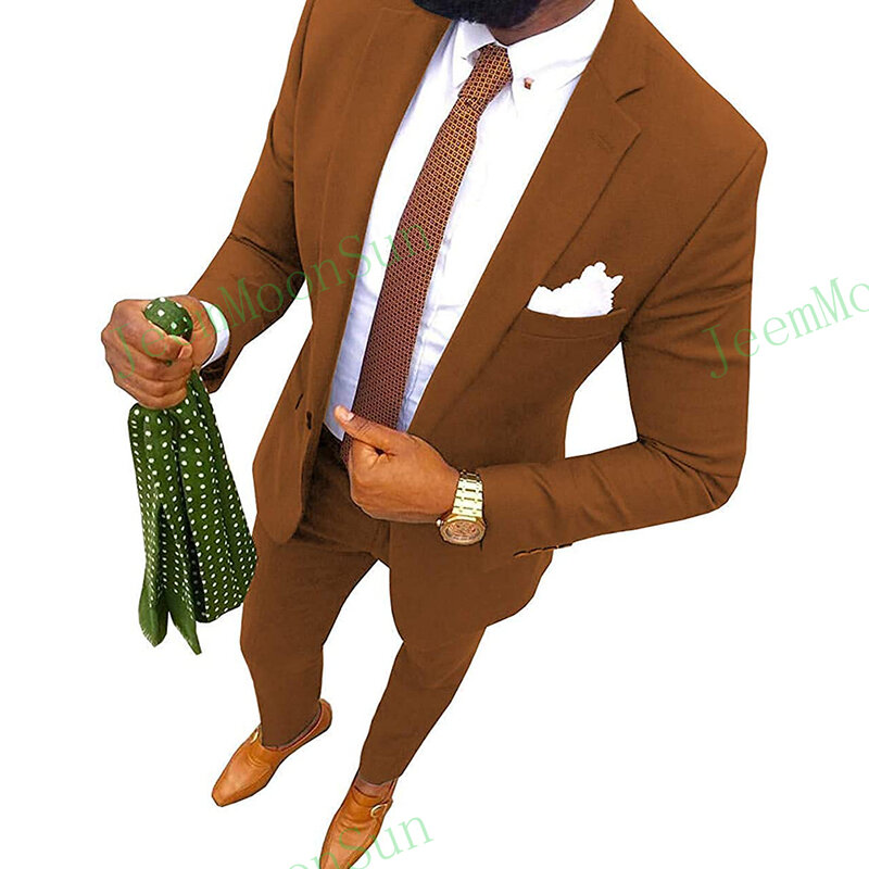 Traje de boda verde para hombre, esmoquin de novio con solapa con muescas, ajustado, hecho a medida, dos piezas, Blazer Terno + pantalones, 2022
