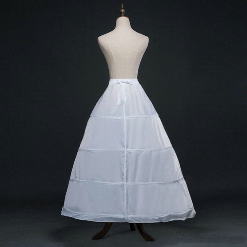 White 4 Hoops Ball Gown Petticoat Wedding Accessories Bride Crinoline Cheap Long Underskirt Velos De Novia Voile De Mariee