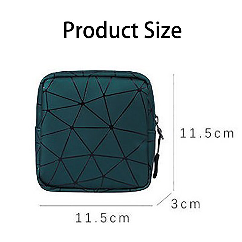 Tas penyimpanan pembalut wanita pola geometris, tas penyimpanan PU untuk riasan bepergian simpel modis portabel