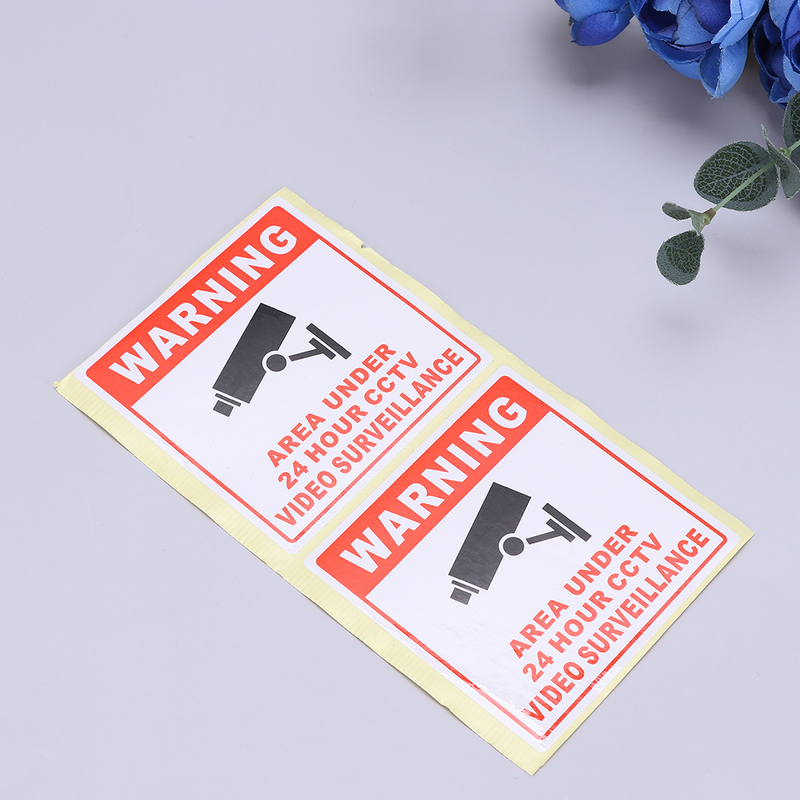 20 Pcs Security Camera Warning Sign Sticker Emblems Television 24 Hour Video CCTV