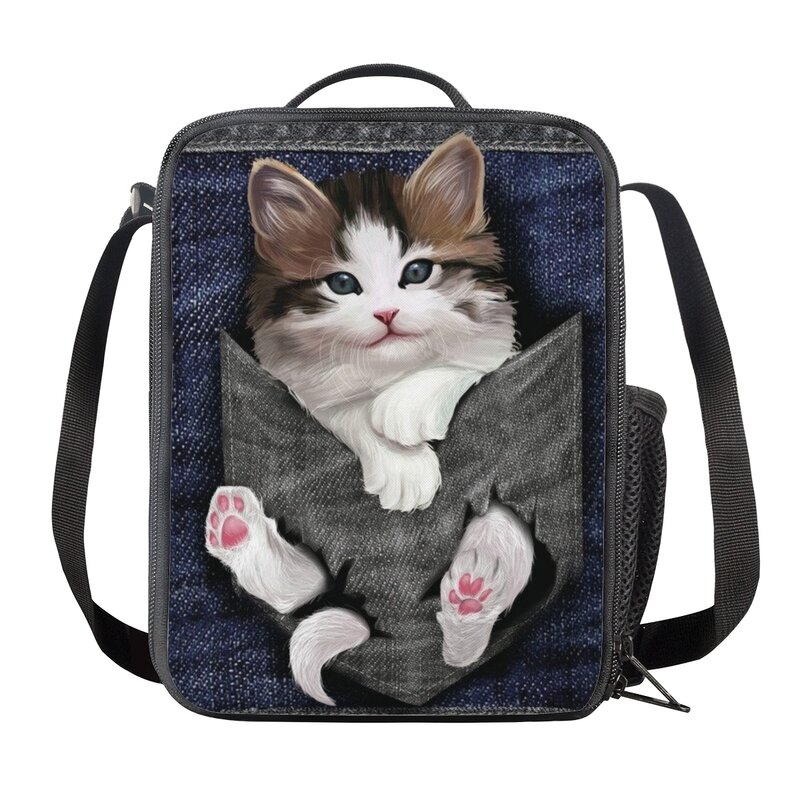 Popular Fashion Cute Cat Pattern  3D Print 3pcs/Set pupil School Bags Laptop Daypack Backpack Inclined shoulder bag Pencil Case