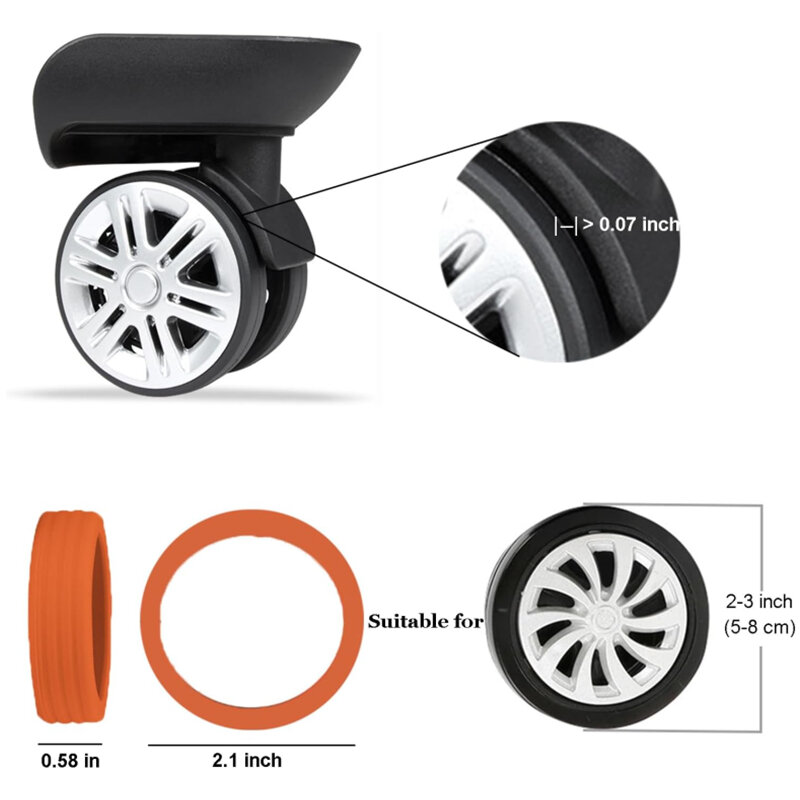 Pelindung roda silikon, pelindung bagasi mengurangi kebisingan, lengan kastor tidak berisik, aksesori koper perjalanan 16/8/4 buah