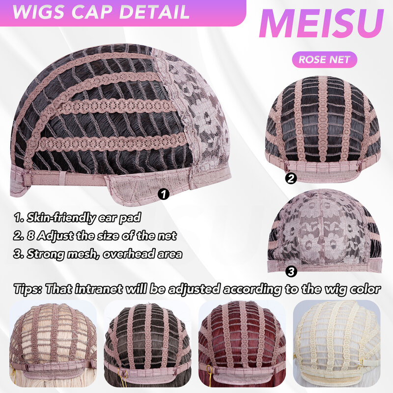 MEISU-peruca curta preta sintética para mulheres, peruca de fibra sintética, resistente ao calor, sem brilho, natural, cosplay, diário, 10"