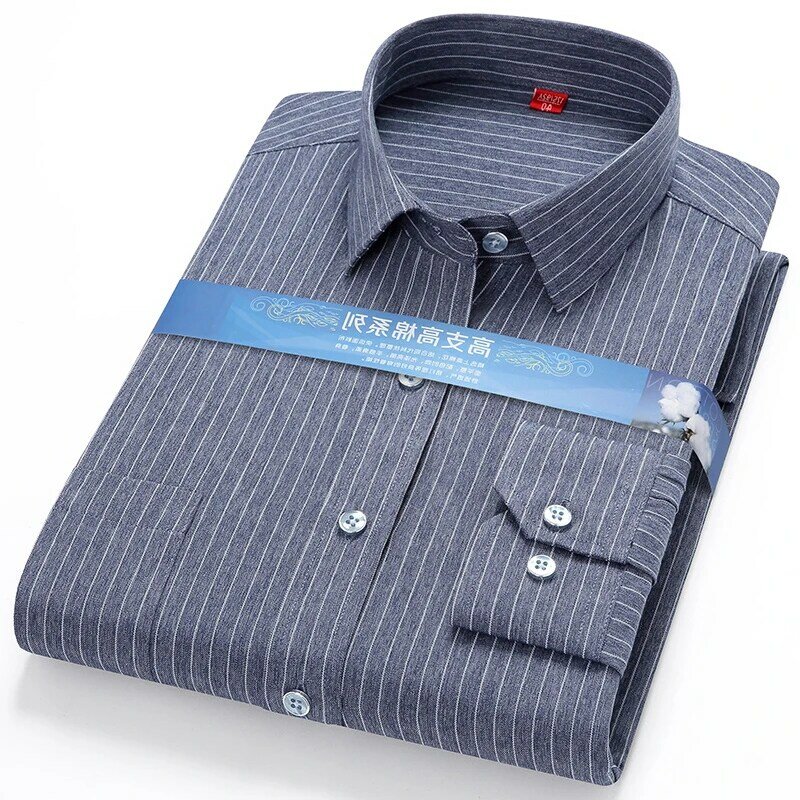 Camisa informal con bolsillo en el pecho para hombre, camisas formales de negocios de manga larga, ajuste Regular, moda, nuevo, cuidado fácil, talla grande