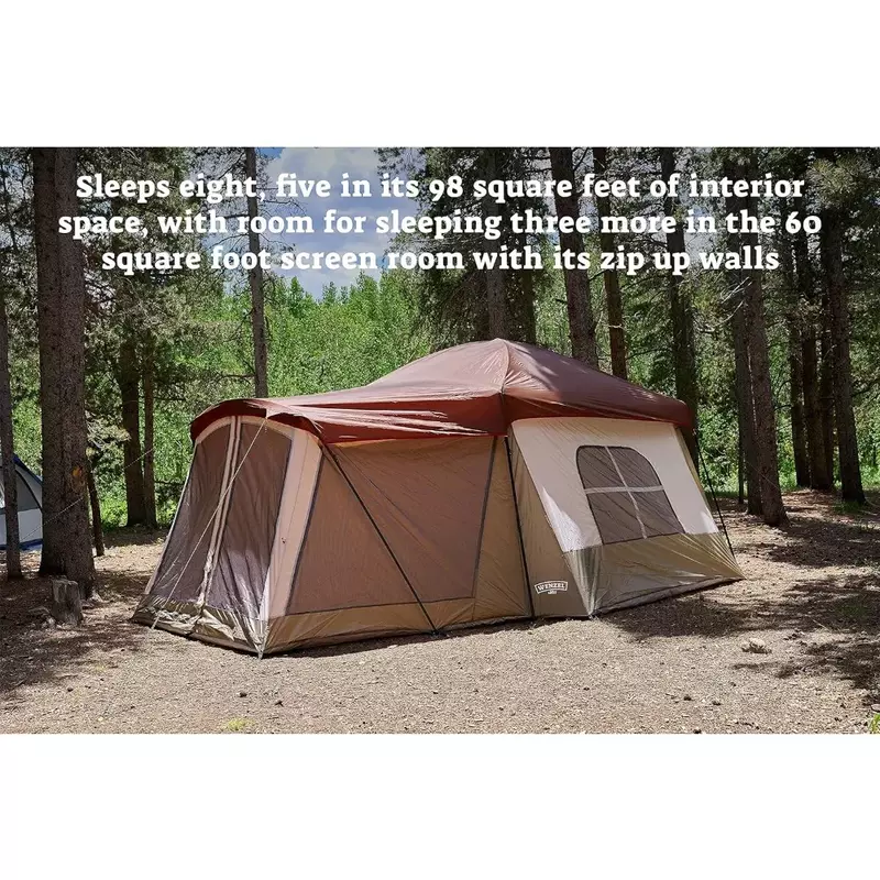 Tenda resistente all'acqua per 8 persone con schermo convertibile per la famiglia campeggio merci libere tende impermeabili da viaggio per escursioni naturali