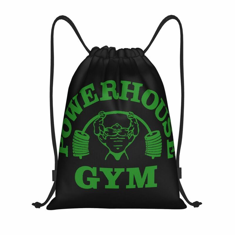 Mochila de cordão Green Powerhouse Gym, Sports Gym Bag para homens e mulheres, Fitness Building Muscle Training Sackpack