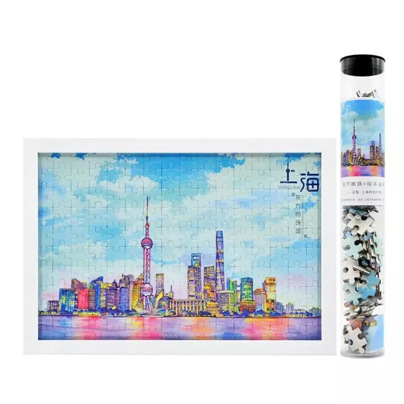 Puzzle de Shanghai Landscape Test Tubes, Embalagem Criativa, Jogos Educativos, Brinquedos para Crianças e Adultos, Destaque, 160 peças