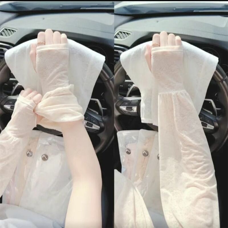 Sarung tangan panjang wanita, renda tabir surya Lengan modis tipis Anti UV perlindungan matahari penutup lengan panjang