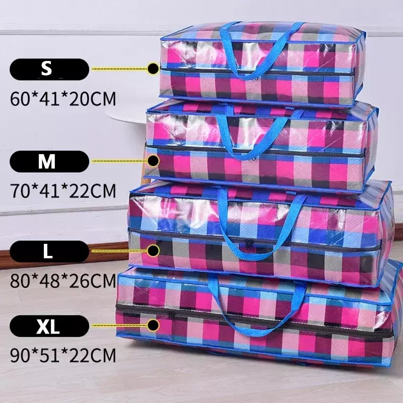 Large size moving woven travel quilt clothing sorting waterproof film large capacity shipping bag