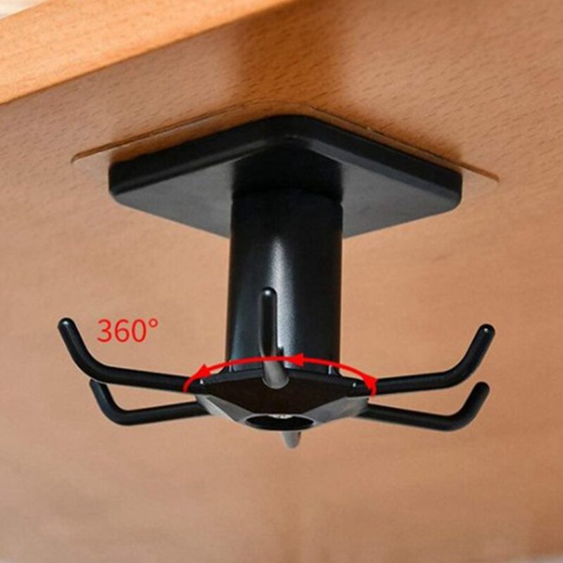Самоклеящиеся кухонные крючки с поворотом на 360 градусов, домашний настенный дверной крючок