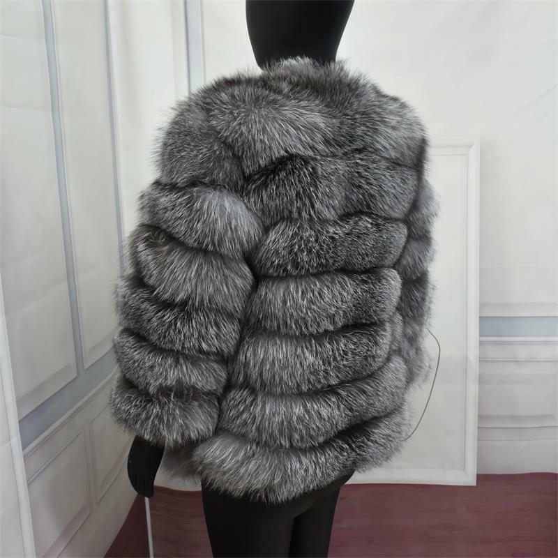 Nuovi cappotti di vera pelliccia donna giacche di vera pelliccia naturale gilet capispalla invernale donna cappotto di volpe blu argento vestiti di pelliccia di alta qualità