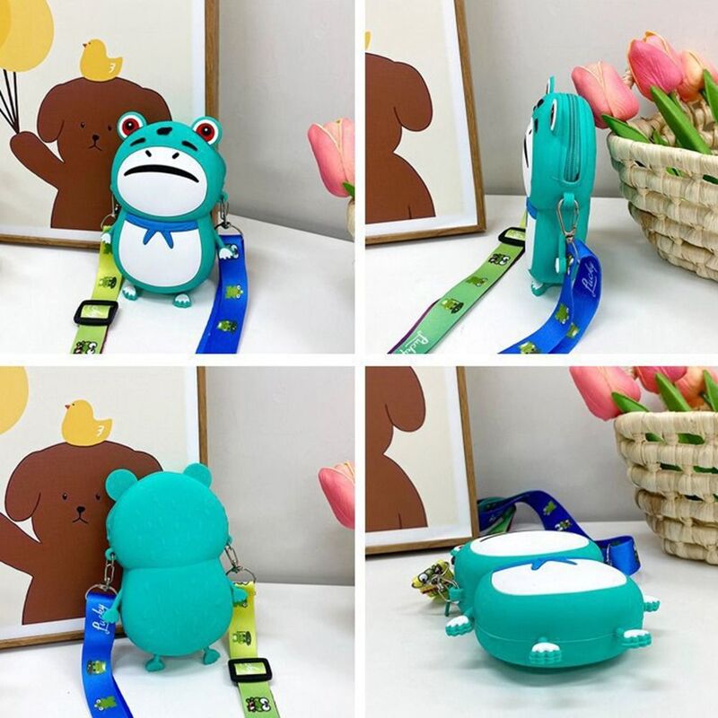 Korean Style Silicone Frog Crossbody Bag Cute Streetwear Cartoon Animal Coin Purse Cartoon Shoulder Bag Students
