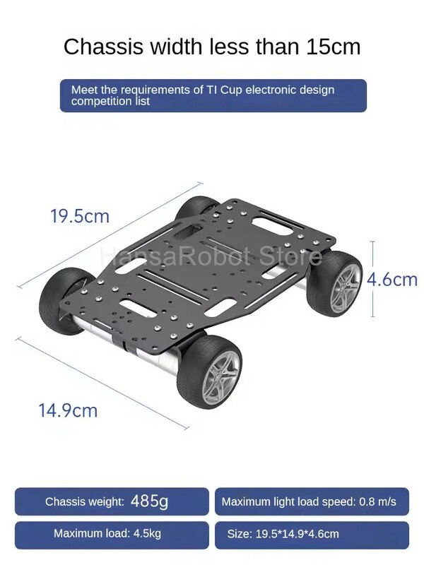 5KG beban 4WD Motor pengodean mobil listrik mobil cerdas penggerak empat-roda enkoder kerangka mobil logam