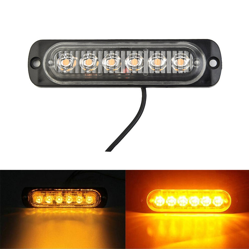 Parts LED Flash Light Yellow Car Warning Safety Strobe Lamps Bulbs Luminous Black Housing Transparent Lens Set