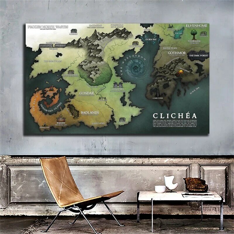 59*42cm Vintage Poster Non-woven Canvas Painting Decorative Picture Wall Art Prints Living Room Home Decoration School Supplies