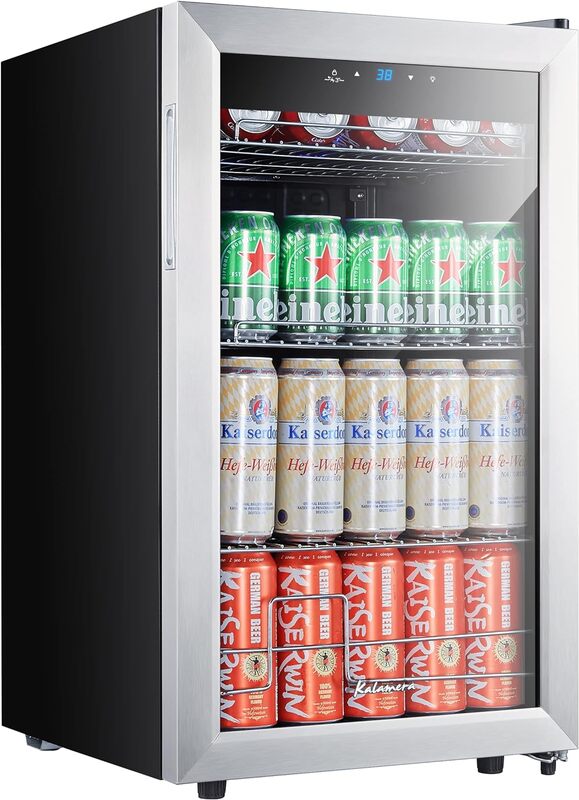 Kalamera 미니 음료 냉장고, 독립형, 102 캔 용량, 음료 쿨러, 소다, 물, 맥주 또는 와인