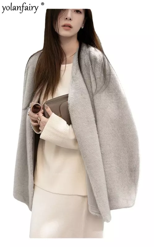 Faux Mink Fur Coat para mulheres, jaquetas de inverno, roupas, imitação, Novo, FCY4951, 2023